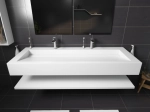 Plan vasque Design caniveau, sur mesure, Largeur 100 à 200 cm x Profondeur 40 à 60 cm, résine minérale ACRYSTONE® SOLID-SURFACE Finition lisse, Livraison Offerte et Rapide.